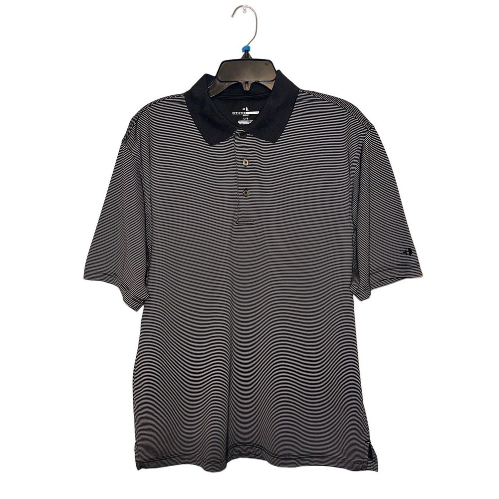 Grand Slam Golf Polo Shirt Men's Sz‎ Large Ribbed Textured Black Golfing Striped